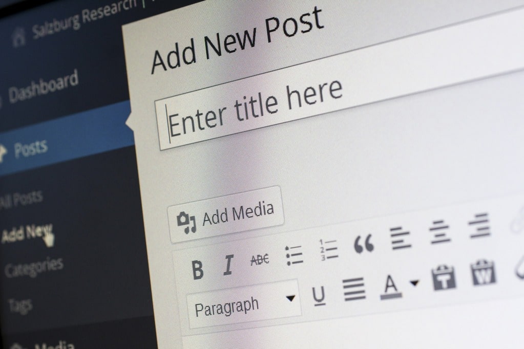 Screenshot WP admin new post creation